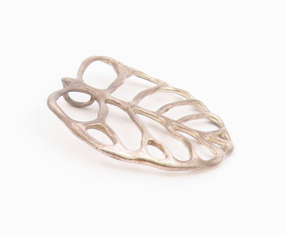925 Sterling Silver Vintage Pendant ANGELA CUMMINGS Tropical Leaf Cutout PT26390