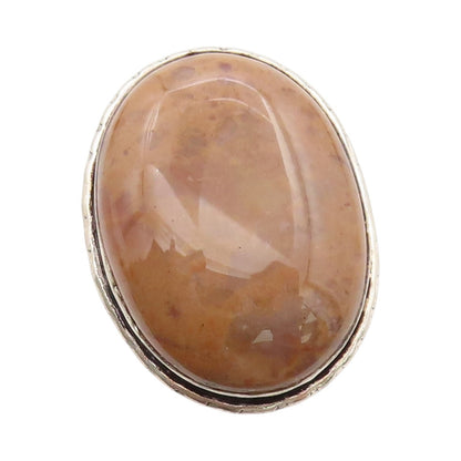 925 Sterling Silver Vintage Ring Large Cabochon Oval Gemstone  Sz 7  RG33320