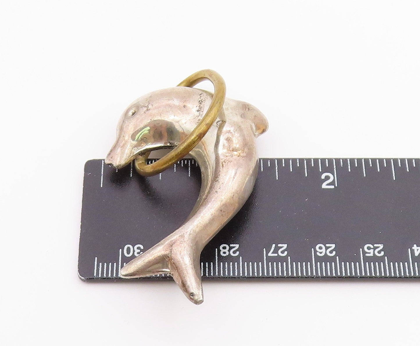 MEXICO 925 Sterling Silver  Vintage Leaping Dolphin 2 Tone Brooch Pin  BP6502