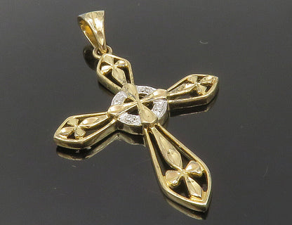 ROSS SIMON 925 Silver  Vintage Genuine Diamonds Religious Cross Pendant PT9935