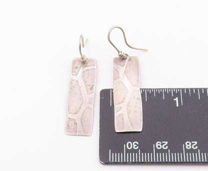 925 Sterling Silver Vintage Earrings Minimalist Rectangular Dangles  EG14470