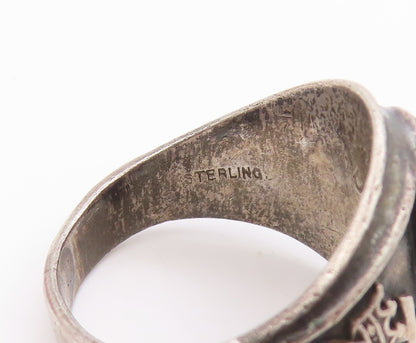 925 Sterling Silver Vintage Ring Sapphire 1969 St. James School Sz 10.5 RG33458