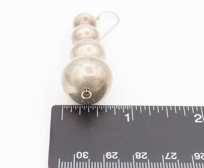 NAVAJO 925 Silver  Vintage Solid Different Shaped Beaded Link Earrings EG12542