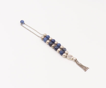 ATHOC 925 Sterling Silver  Vintage Greek Blue Gemstone Beaded Bracelet  TR3505