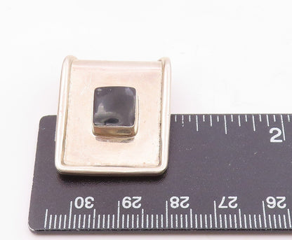 MEXICO 925 Sterling Silver  Vintage Black Onyx Square Slide Pendant  PT10030