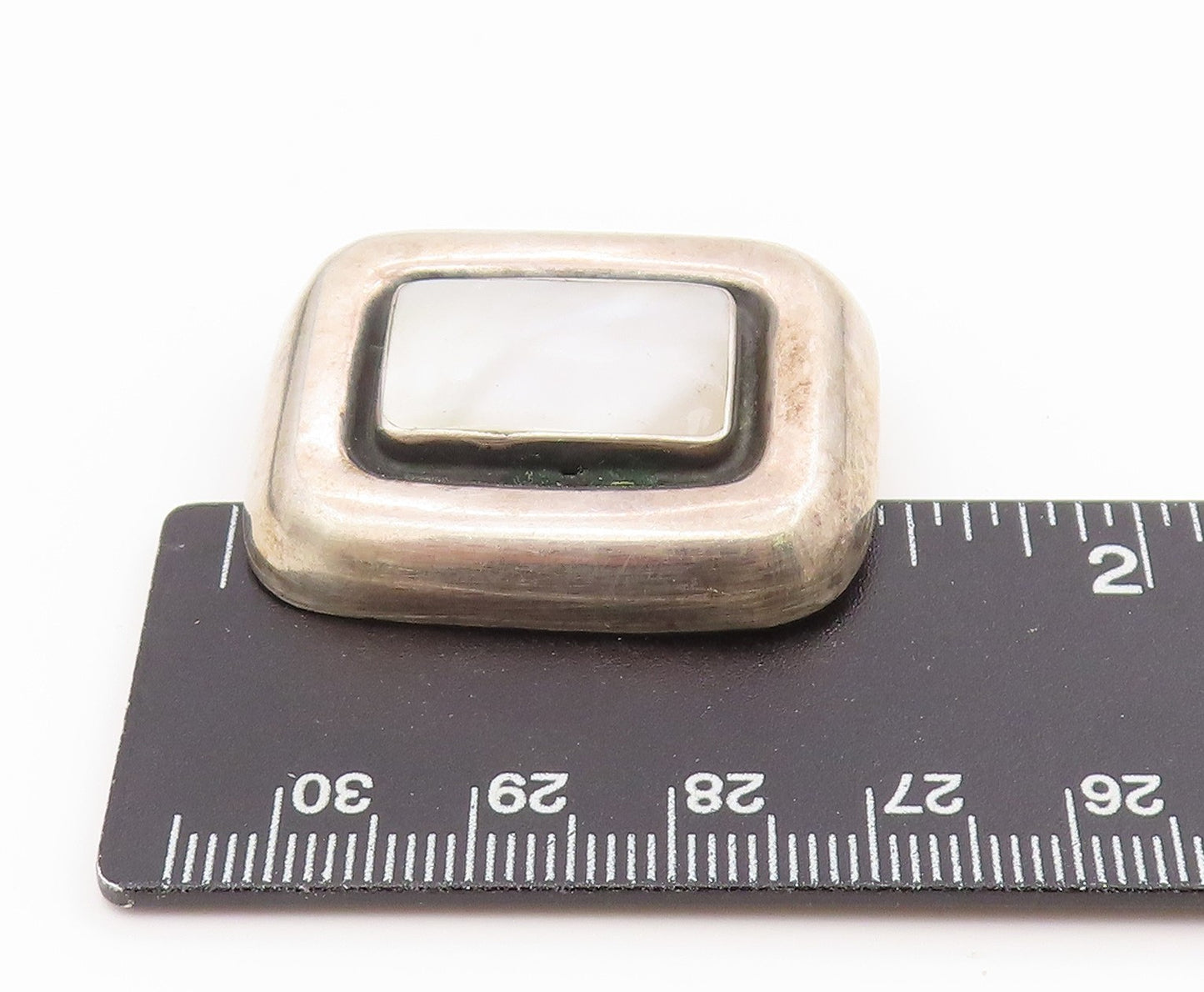 925 Sterling Silver Vintage Brooch Pin POLAND Mother Of Pearl Charm  BP12191
