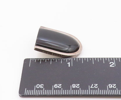 925 Sterling Silver  Vintage Black Onyx Modernish UShape Pendant  PT14014