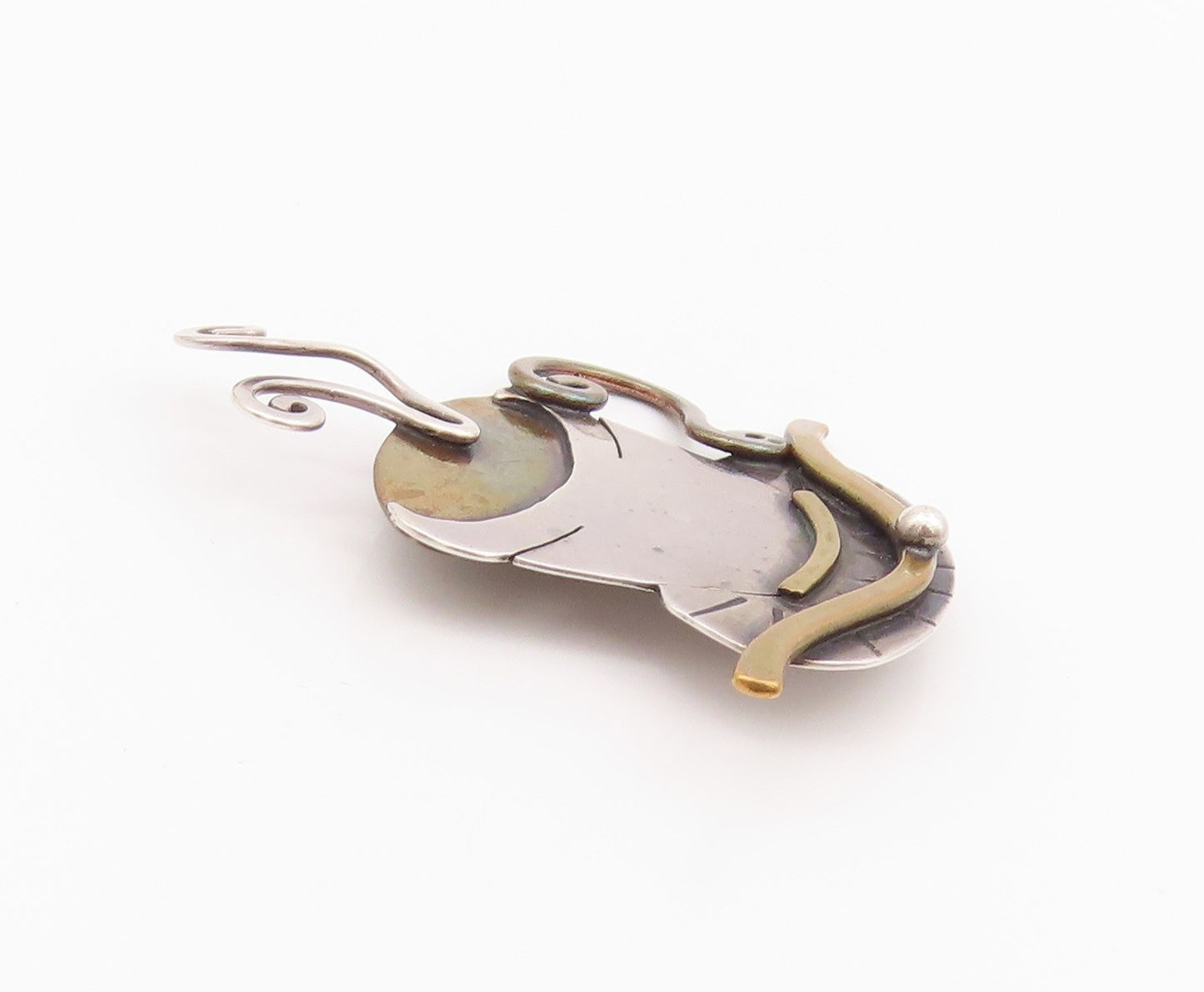 925 Sterling Silver Vintage Brooch GARDELLA Steaming Hot Coffee Cup  BP11663