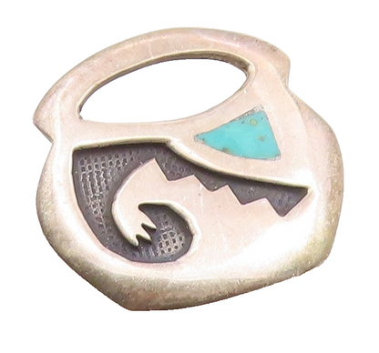 SOUTHWESTERN 925 Sterling Silver Vintage Inlaid Turquoise Brooch Pin BP9251