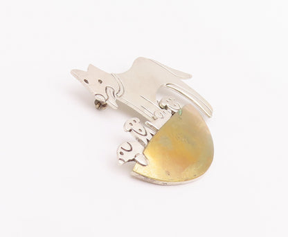 925 Sterling Silver Vintage Brooch Pin CHRISTINA MEXICO Happy Dog Family BP10740
