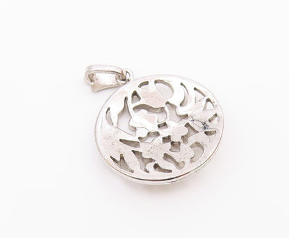 925 Sterling Silver  Vintage Sparkling Floral Vine Motif Pendant  PT16081