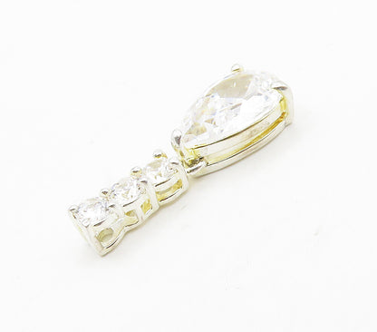 925 Sterling Silver  Sparkling Tear Drop Cubic Zirconia Pendant  PT12338