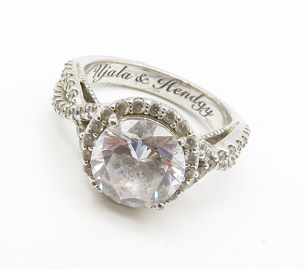925 Sterling Silver  Shiny Cubic Zirconia Love Heart Band Ring Sz 4  RG14606