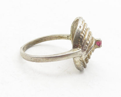 925 Sterling Silver  Vintage Petite Pink Topaz Twist Band Ring Sz 6  RG12037