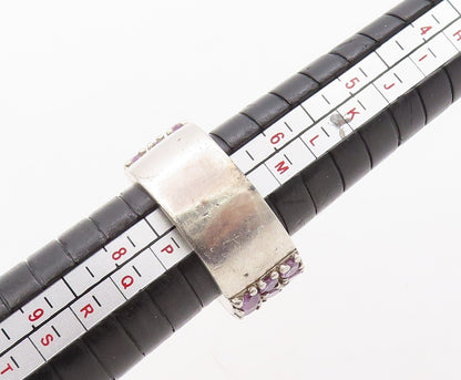 925 Sterling Silver Vintage Ring Solid Round Cut Amethyst Bands  Sz 7  RG31093