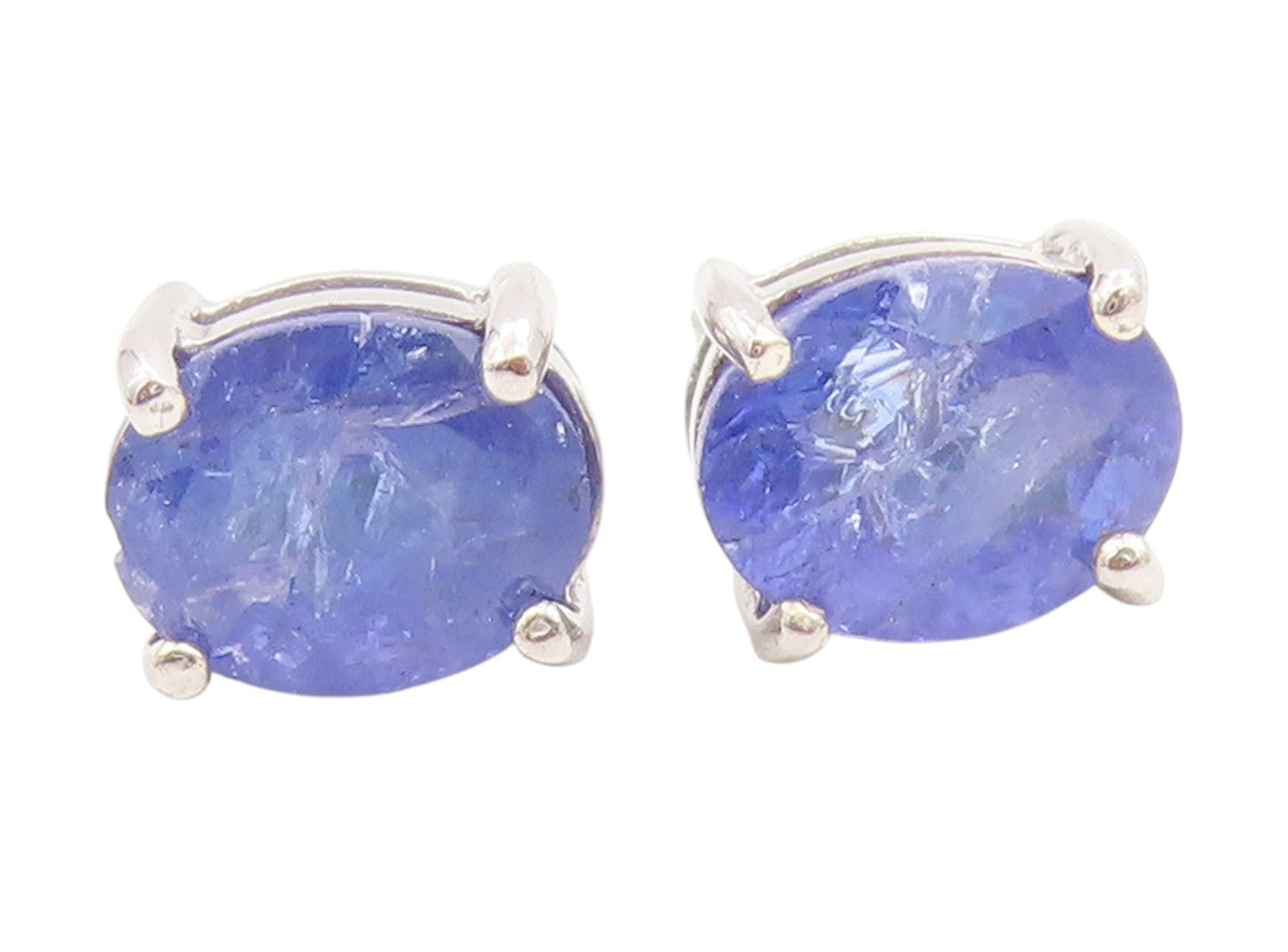 925 Sterling Silver Vintage Earrings Minimalist Real Tanzanite Studs  EG14068