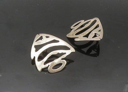925 Sterling Silver  Vintage Shiny Cutout Fish Motif Dangle Earrings  EG10223