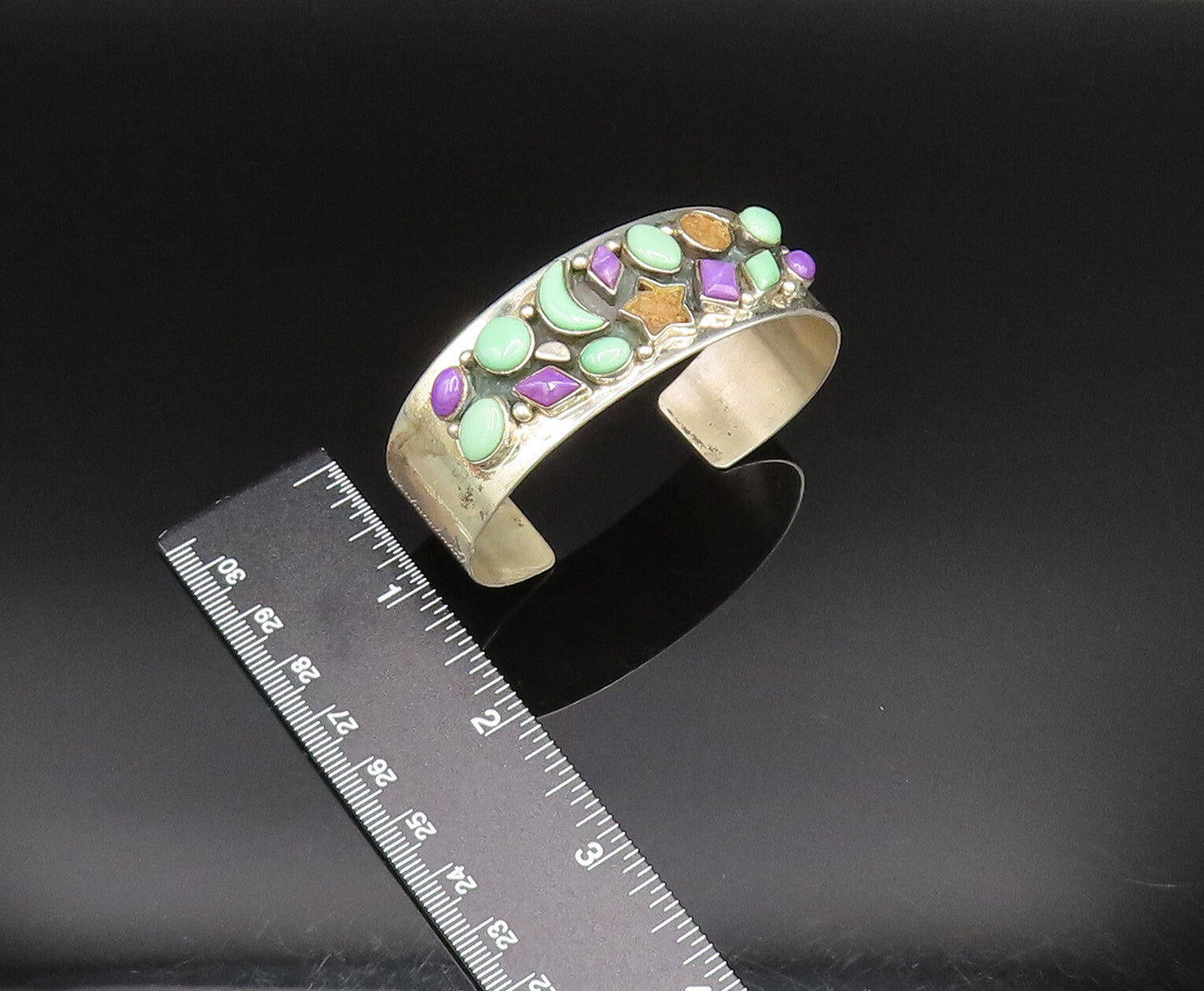DTR JAY KING 925 Silver  Vintage Aventurine & Charoite Shapes Bracelet  BT9572