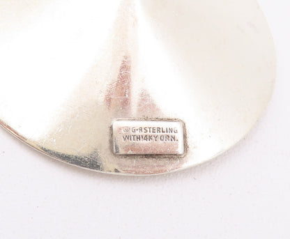 14k Gold 925 Sterling Silver Vintage Earrings Designer Reverse Dome Cone EG12929