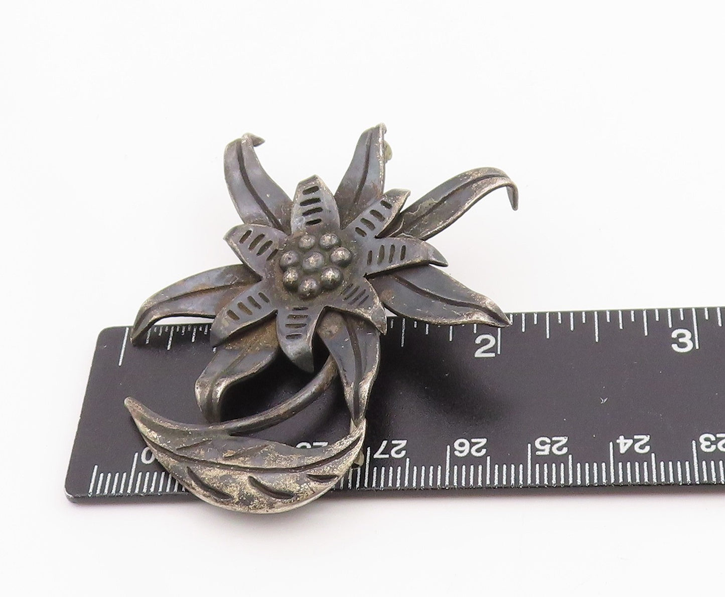 925 Sterling Silver Vintage Brooch HECTOR AGUILAR TAXCO Antique Floral  BP11961