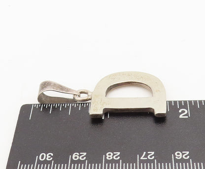 925 Sterling Silver Vintage Pendant Minimalistic Solid Cutout 'D' PT23333