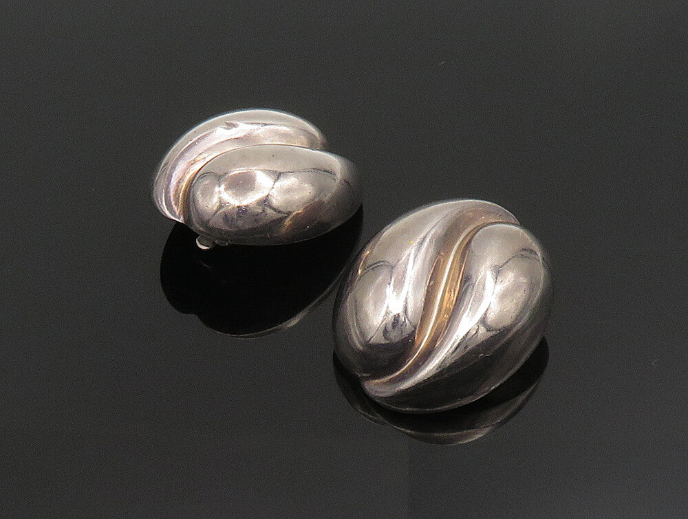 BAYANIHAN 925 Silver  Vintage Scalloped Swirl Non Pierced Earrings  EG11693
