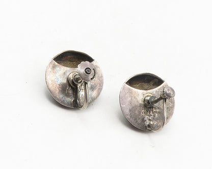 925 Sterling Silver  Vintage Petite Pearl Oxidized Non Pierce Earrings  EG5269