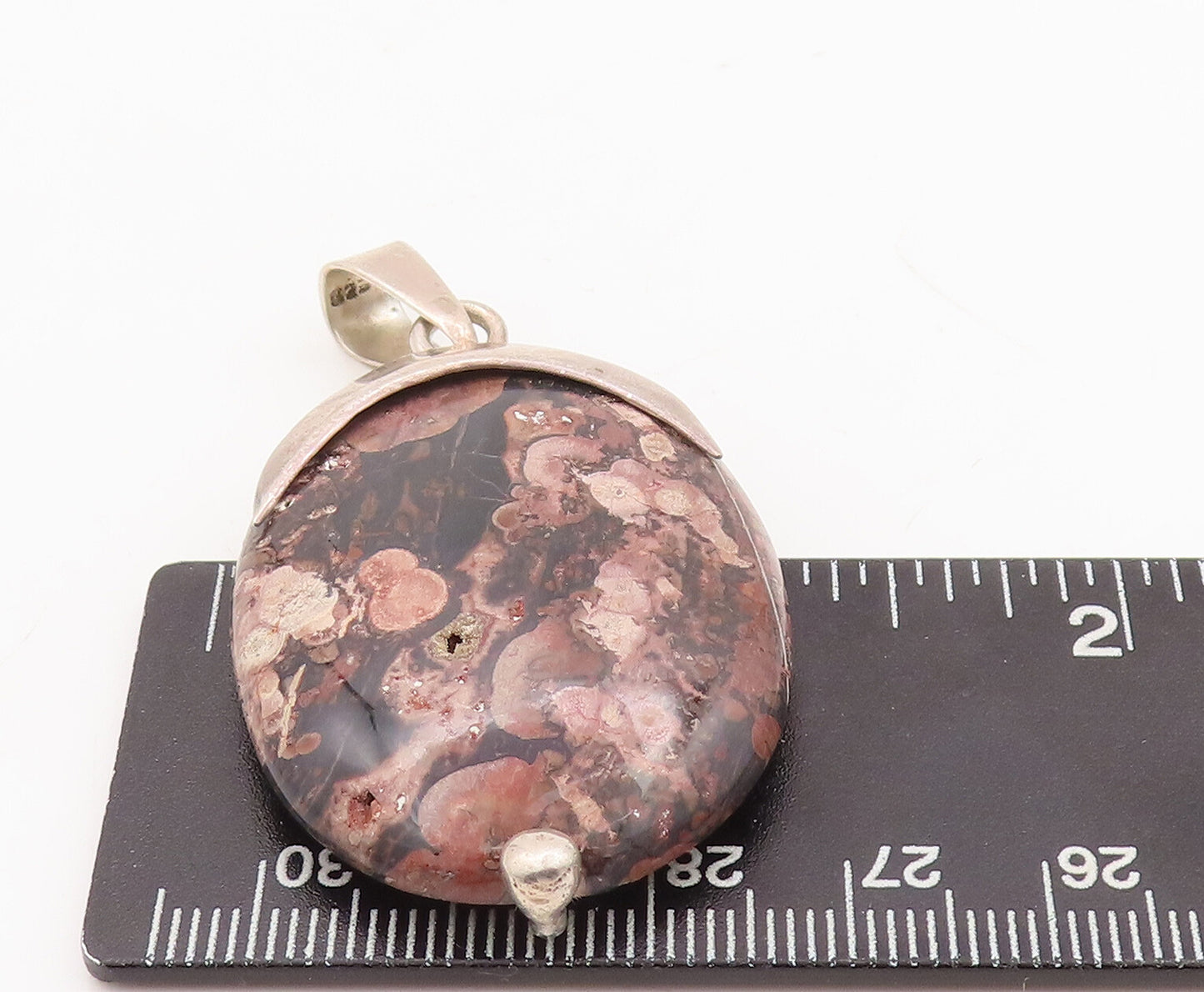 925 Sterling Silver Vintage Pendant Designer Large Cabochon Gemstone  PT23144