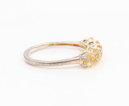 925 Sterling Silver Vintage Ring Five Stone Citrine Elegant Band Sz 8.5 RG34998