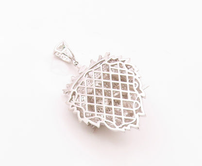925 Silver  Vintage Carved Roaring Jungle King Lion Inlay CZ Pendant  PT22361