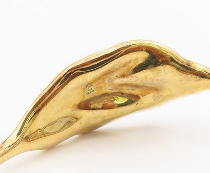 925 Sterling Silver Vintage Bracelet Gold Plated Abstract Leaf Bangle  BT11596