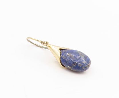 925 Sterling Silver Vintage Earrings Gold Plated Lapis Lazuli Teardrop  EG13967