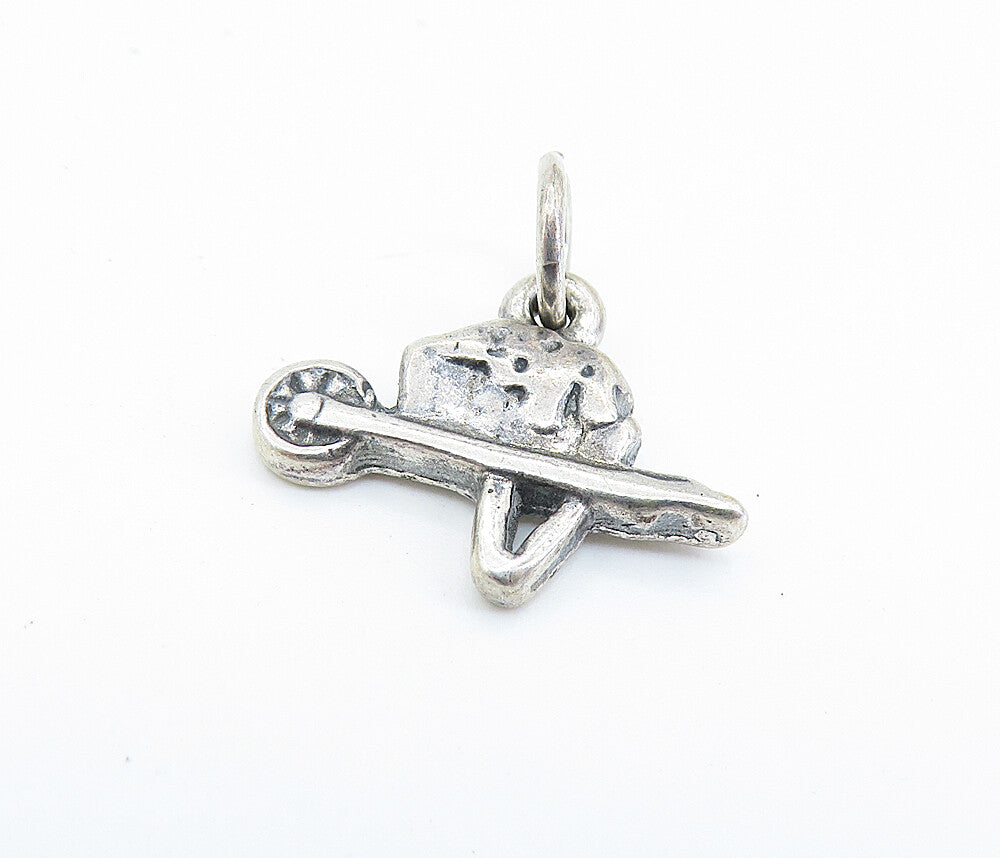 925 Sterling Silver  Vintage Petite Dark Tone Wheel Barrow Pendant  PT5261