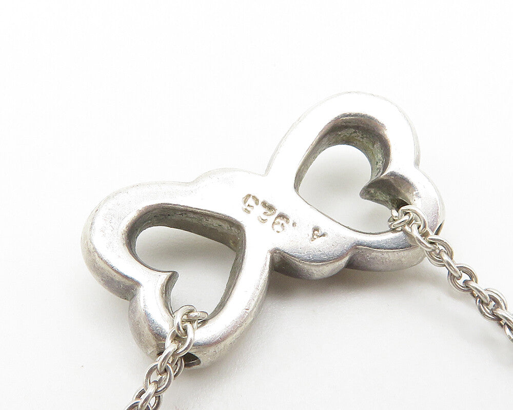925 Sterling Silver  Vintage Smooth Infinity Love Hearts Thin Necklace  NE2816