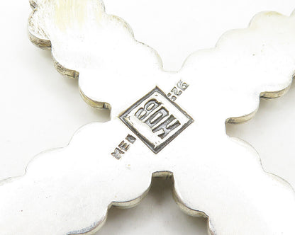 HOB MEXICO 925 Silver  Vintage Shiny Bubble Religious Cross Pendant  PT14316