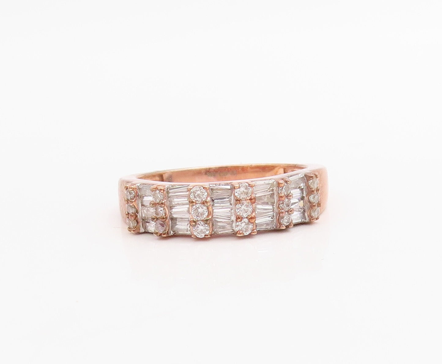 925 Sterling Silver Vintage Ring Rose Gold Plated Rectangle CZ  Sz 7  RG30725