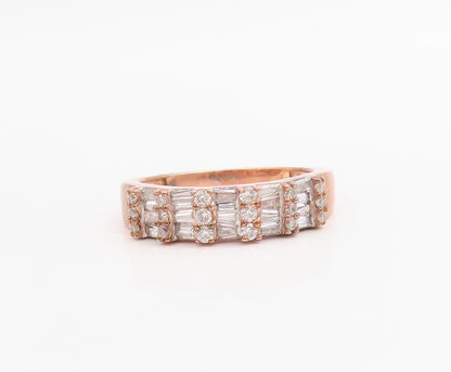 925 Sterling Silver Vintage Ring Rose Gold Plated Rectangle CZ  Sz 7  RG30725
