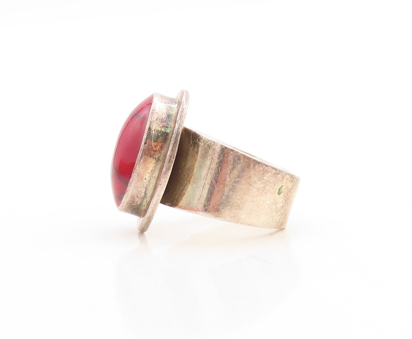 925 Sterling Silver Vintage Ring MEXICO Oval Cabochon Gemstone Sz 8  RG31515