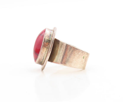 925 Sterling Silver Vintage Ring MEXICO Oval Cabochon Gemstone Sz 8  RG31515