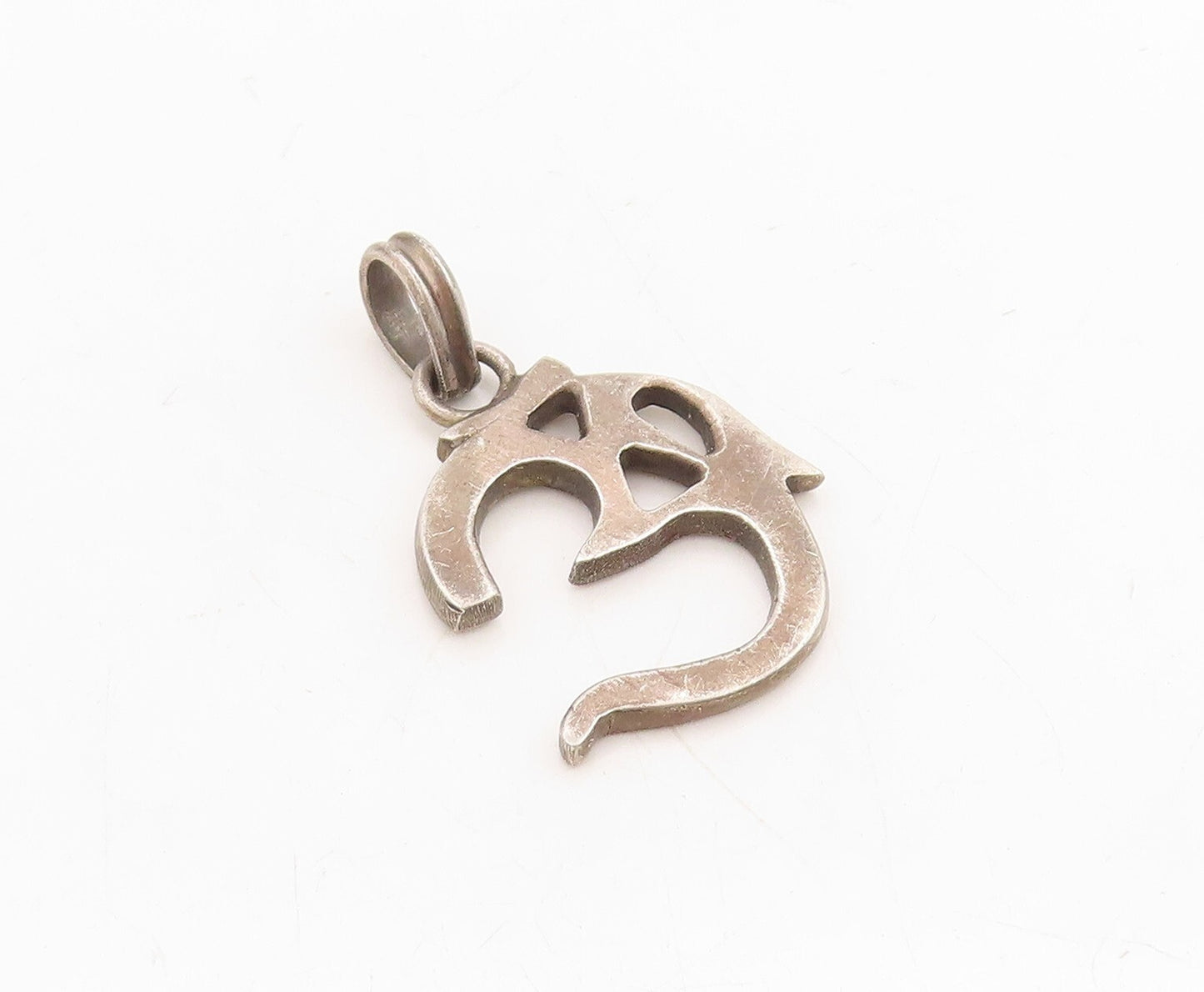 925 Sterling Silver Vintage Pendant Dark Tone Cut Religious Symbol OM  PT23877