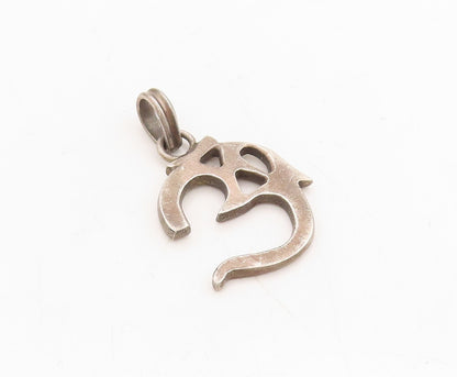 925 Sterling Silver Vintage Pendant Dark Tone Cut Religious Symbol OM  PT23877