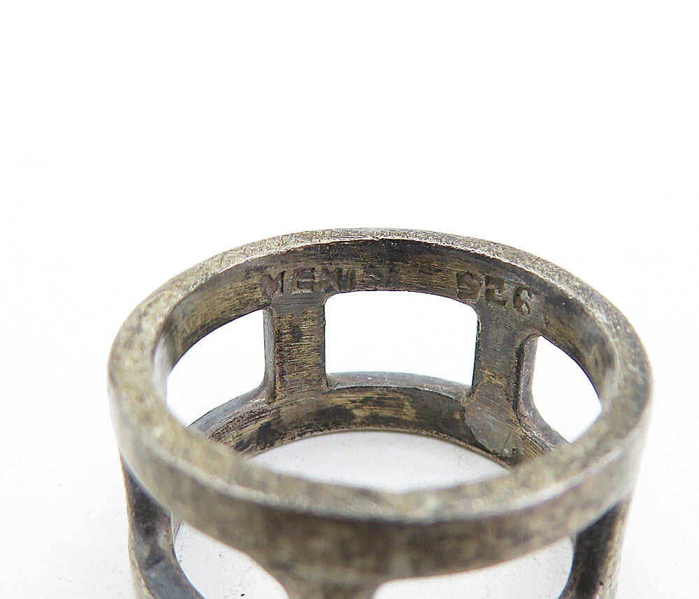 MEXICO 925 Sterling Silver  Vintage Dark Tone Cutout Band Ring Sz 6  RG4723