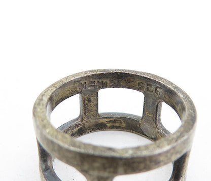 MEXICO 925 Sterling Silver  Vintage Dark Tone Cutout Band Ring Sz 6  RG4723