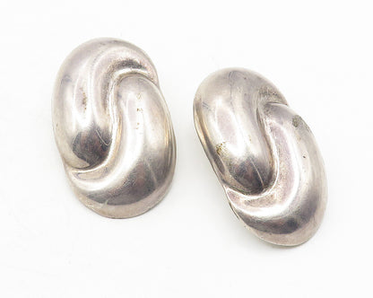 MEXICO 925 Sterling Silver  Vintage Oval Swirl Non Pierce Earrings  EG6035