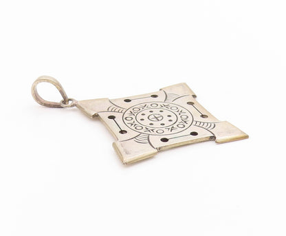 925 Sterling Silver Vintage Pendant Geometric Directional Tribal Compass PT24827