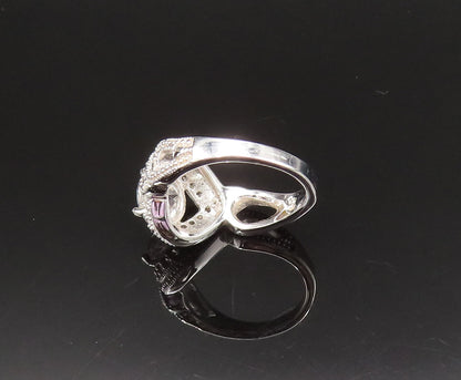 925 Sterling Silver  Vintage Infinity Knot Cubic Zirconia Ring Sz 7.5  RG25503
