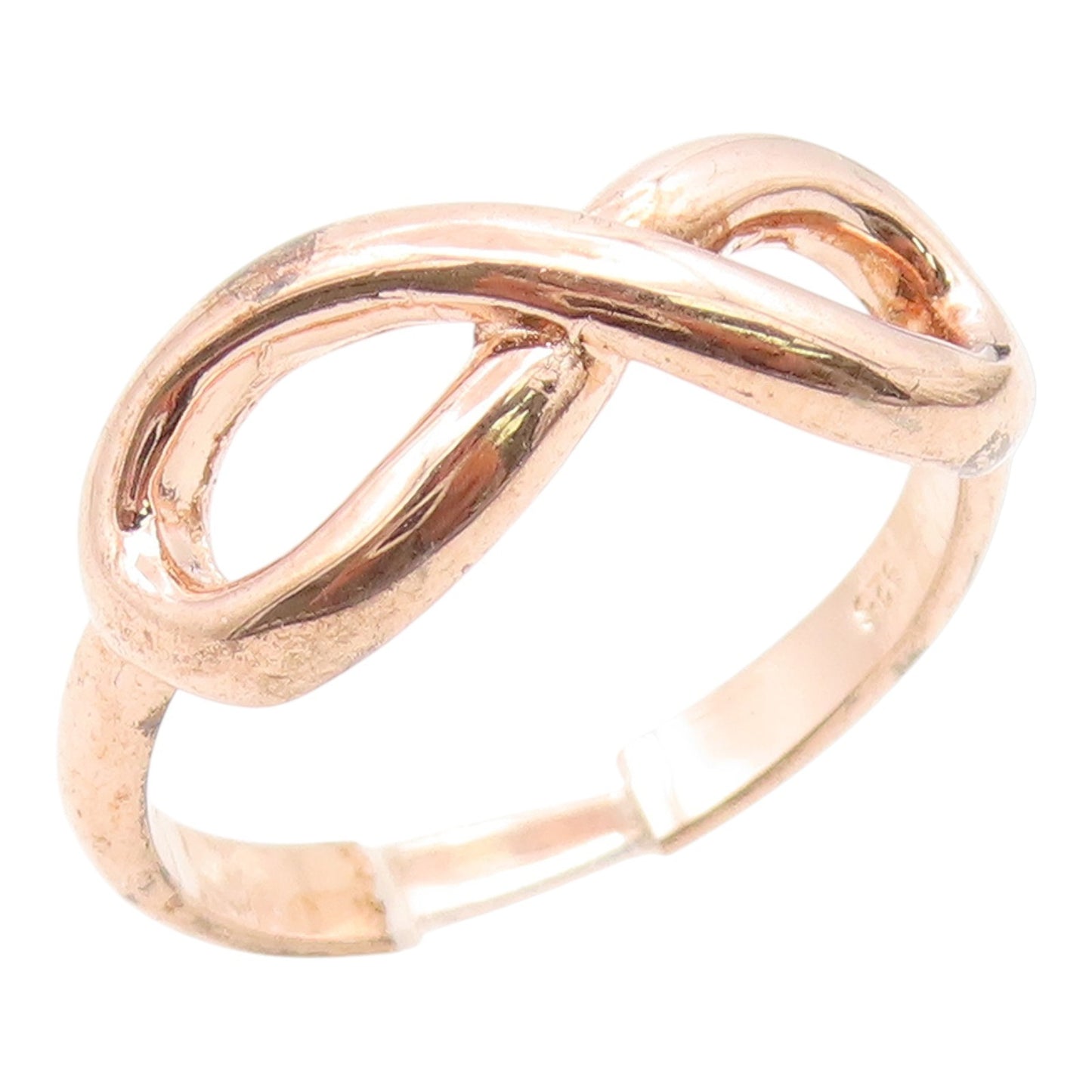 925 Sterling Silver Vintage Ring Gold Plated Elegant Infinity Band Sz 8 RG35207
