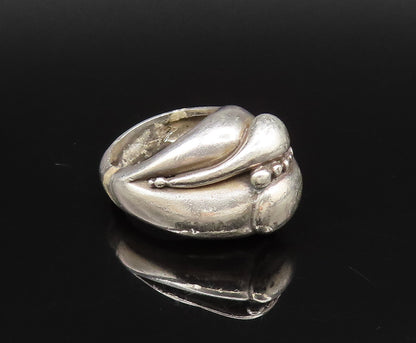 EUROPEAN 925 Silver  Vintage Dotted & Bypass Detail Dome Ring Sz 6  RG25965