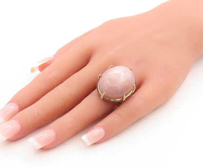 925 Sterling Silver Vintage Ring Gold Plated Cat's Eye 2 Tone CZ  Sz 7  RG31567
