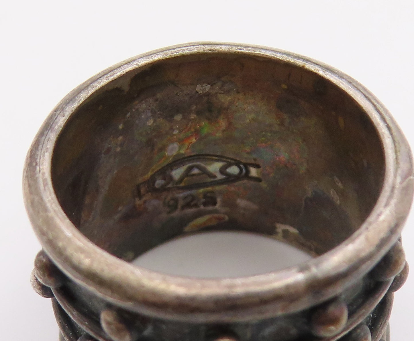 925 Sterling Silver Vintage Ring DEBORAH ARMSTRONG Peridot Band  Sz 6  RG36530